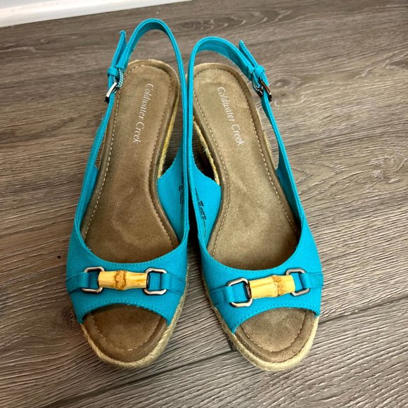 Coldwater Creek Blue Peep Toe, Sling Back Espadrille Size 9 - Picture 7 of 8